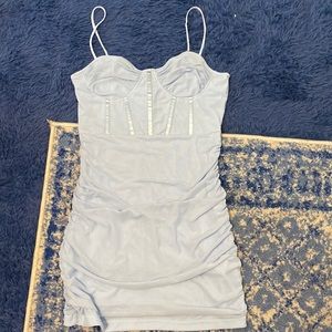 light blue ruched corset dress